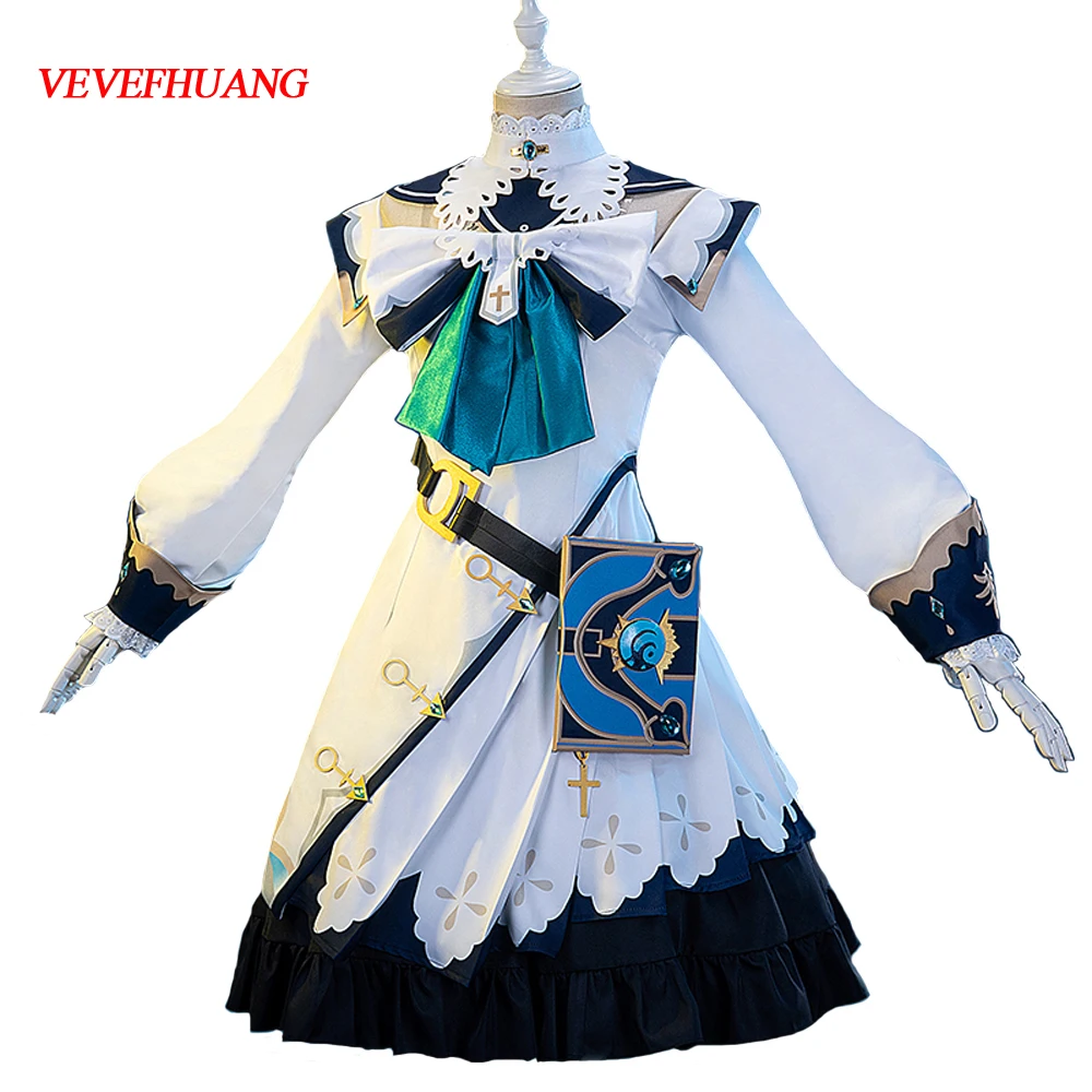 

VEVEFHUANG K Genshin Impact Barbara Cosplay Costume Uniform Outfit Women Party Princess Dress Game Halloween Xmas Carnival
